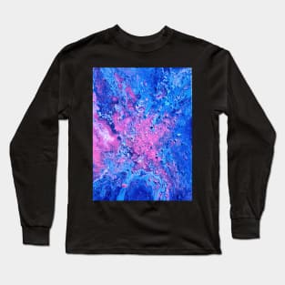 Blueberry Blitz Acrylic Pour - Fluid Painting Long Sleeve T-Shirt